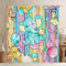 Loussiesd Kinder Karikatur Elefant Fenstervorhang 260x140cm Zoo Tier Thema Vorhänge Kinder Niedlich Safari Wildtiere Blickdichte Vorhänge Tierwelt Bunte Schlafzimmer Dekor