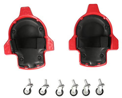 FTVOGUE 2Pcs Rolling Safety Knieschoner ABS Multifunktionaler Knieschutz mit Universalrad(rot)
