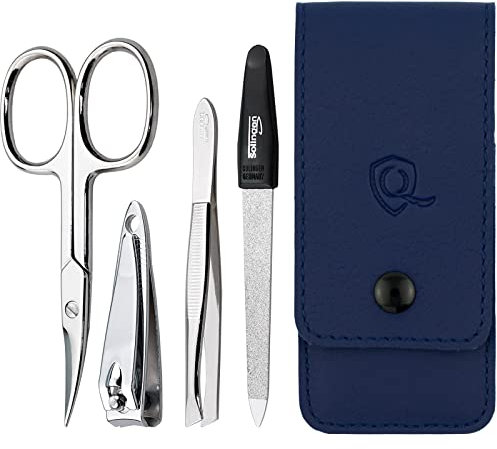 marQus Set de manucure 4 pièces, Kit de voyage avec lime de Solingen Set de soins des ongles et ciseaux à ongles