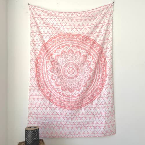 MOMOMUS Pareo oder Strandtuch Groß, 100x200, XL - Mit Mandala-Motiv - Stranddecke Sandfrei Sanddurchlässig, Strandmatte Sandfrei oder Dünne Picknickdecke Sandabweisend - Rosa, 135x210 cm