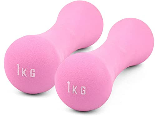 Phoenix Fitness Kurzhanteln, Neopren, Hand- und Armgewichte für Training, Aerobic, Workout und Training, ideal für Zuhause, Fitnessstudio und Studio, Rosa, 1 kg