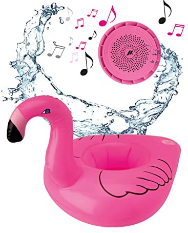 SBS Wasserdichter kabelloser Lautsprecher, 3 W Audio-Lautsprecher mit aufblasbarem Flamingo-Lautsprecher für Pool, Badewanne, Party, Mini-Pumpe und Ladekabel, Rosa, Einheitsgröße, Floating Speaker