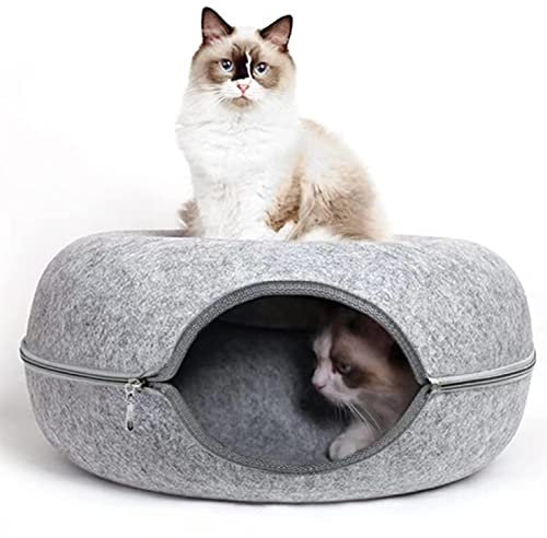 Katzentunnel Filztunnel Katzenspielzeug Katzenbett Katzennest Filz Rundes Design Abnehmbarer Donut Haustiertunnel Katzenhöhle Für Kleine Haustiere, Kaninchen, Kätzchen, Welpen Und Hunde