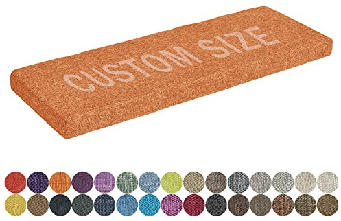 PHUSTJKL Bankkissen Bankauflage Sitzkissen für Fensterbank, Benutzerdefinierte Größe 30 Farben, 3cm/5cm/8cm Dickes Schwammpolsterung mit Hoher Dichte Waschbare Stuhlkissen, Innensofa Kissen, Orange