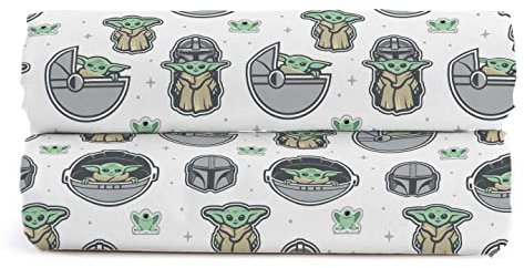 Star Wars Mandalorian The Cutest Bounty 100% Baumwolle Spannbettlaken 90x200 cm Einzelbettgröße 2er-Set