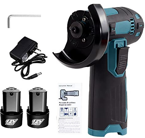 KKnoon 12-V-Akku-Bürsten-Winkelschleifer-Kit, Schleifscheibe 3 Zoll/76 mm, leichtes Winkelschleifer-Werkzeug mit 2 Stück 1300-mAh-Lithium-Ionen-Akku und Ladegerät, inklusive 2 Stück Trennscheibe