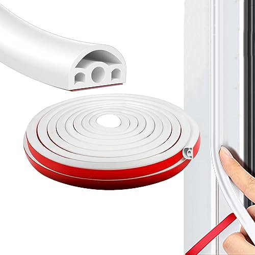 Dichtungsband für Türen Fenster,Fensterdichtung Selbstklebend Türdichtung Gummidichtung für Fenster-und Türrahmen Fensterdichtung Selbstklebend Schalldichter Staubdicht (9mm*8mm*6m, Weiß)