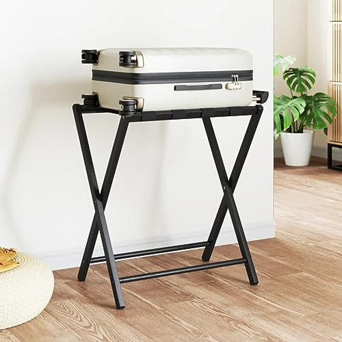 Porte Valise Pliant, Support à Bagages Support Valise pour Chambre Porte-Bagages Noir 68,5x38x58 cm Bambou