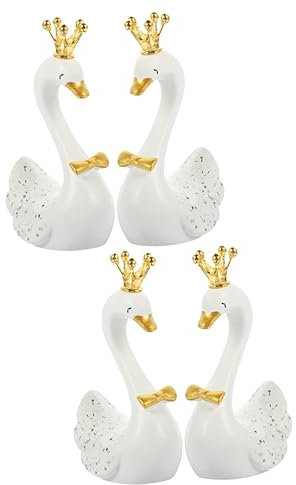 Abaodam 2sets Mini Schwan Figurine Spielzeug Schwan Figurine Harz Cupcake Topper Party Dessert Dekorationen 2 Stücke * 2