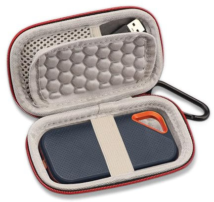 Xahpower Funda Disco Duro para SanDisk 250GB/ 500GB/ 1TB/ 2TB/ 4TB Extreme SSD Portátil, Estuche Rígido Portátil para Cable USB, Bolsa de Almacenamiento Portátil