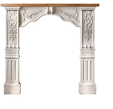 WAOCEO Dekorative Kaminkonsole Europäischer Kaminsims, Vintage-Bogenkamin, Dekoratives Regal, Wohnzimmer, Kamin, Ofen, Kaminsims Kaminumrandung Kamingehäuse
