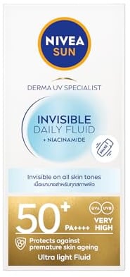 NIVEA SUN UV Face Invisible Daily Fluid LSF50+ (40ml), Gesichts-Sonnenschutz mit Niacinamid, 8H Matteffekt LSF50 Gesichts-Feuchtigkeitspflege, unsichtbar auf allen Hauttönen