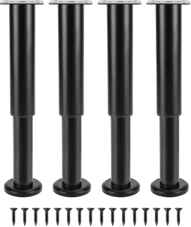 QWORK® 4 pièces Ensemble de Pieds de Meuble réglables 18 cm-32 cm, Acier de Haute qualité, vis incluses, pour Meuble TV, Meuble, canapé