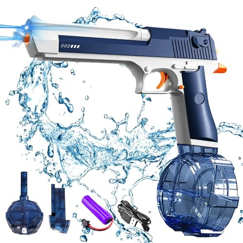 Wasserpistole für Kinder,Elektrische Wasserpistole für Erwachsene und Kinder,Wasserpistole Elektrisch,mit LED-Licht,Wasserpistole Spielzeug für Kinder,32ft Reichweite,für Sommer,Strandparty