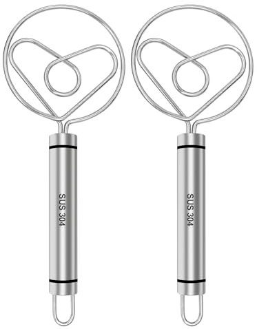 Piuluvor® 2 Pezzi Frusta per Pasta Danese Frusta per Impasti Danese in Acciaio Inossidabile 304 Frusta per Impasto Pane di Cuore per Pane, Pastella, Torta