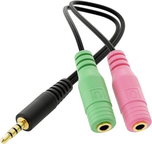 ZISONIX Écouteurs Séparateur de Casque Prises Jack Audio Câble Adaptateur en Y Stéréo - 1x Prise Jack 3,5 mm CTIA 4 Broches TRRS vers 2X Prise Jack 3,5 mm