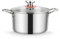 Homikit Olla grande de 6,6 L, olla de inducción con tapa de cristal, olla de pasta de acero inoxidable de 3 capas, base estable para todo tipo de cocinas, acero inoxidable pulido y sin revestimiento