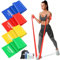 jjshund 4 Pcs Bande Élastique Musculation, 1.5M Elastique Sport en TPE, 4 Niveaux de Résistance, Multifonctionnel pour Entraînement, Rééducation, Yoga, Pilates, Fitness