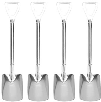 Paquete de 4 Cucharas de Café Expreso Demitasse en Forma de Pala, Mini Cucharas de Café de Acero Inoxidable de 6,1 Pulgadas, Cuchara de Fruta para Helado, para Postre, Té,(Pala Cuadrada 4)