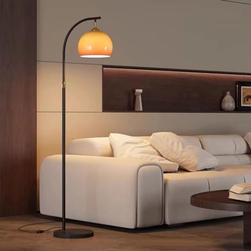 Wylolik Orange Glas-Stehlampe, Klassische Elegante Stehlampen, Lese- und Augenpflege-Vertikallampe, dekorative Steh-Stehleuchten für Wohnzimmer, Arbeitszimmer, Büros, Fußschalter, Marmorsockel