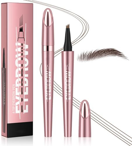 Lápiz Cejas, Lápiz de Cejas Microblading, Nuevo Lápiz de Cejas 3D Resistente al Agua, Lápiz de Cejas Preciso con 4 Puntas, Lápiz de Cejas Natural de Larga Duración (Marrón Oscuro)
