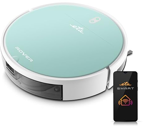 ETA Saugroboter Rover I 2in1 I Roboterstaubsauger I bis zu 110 Min Laufzeit I Extra Schlank 7.7.cm I Smart APP I Digitaler Motor I 4 Reinigungs Modi I Mopp Aufsatz I Alle Boden + Teppichen I Grün