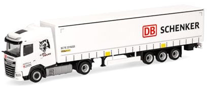 Herpa LKW Modell DAF XG Gardinenplanen-Sattelzug DB Schenker/City Trans Harz (Sachsen-Anhalt/Wernigerode), Miniatur im Maßstab 1:87, Sammlerstück, Made in Germany, Kunststoff
