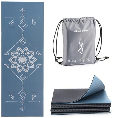 Avoalre Yogamatte 183X61CM, Blau Faltbare Gymnastikmatte 5MM Trainingsmatte