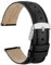 WOCCI 22mm Uhrenarmband für Herren und Damen, Echtes Leder - Top Genarbtes Leder, Schnellverschluss, Silberne Schnalle (Schwarz)