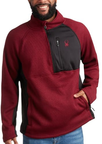 Spyder Pull à Fermeture éclair 1/4 pour Homme – Chandail de Golf en Polaire performante pour l'entraînement, la randonnée, la Course à Pied, Bordeaux, Small