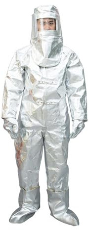 MEFOOGE 1000 Grad Feuerfester Schutzanzug, Komposit-Aluminium-Folie Feuerwehrmann Uniform Antithermische Strahlung Hitzebeständiger Anzug