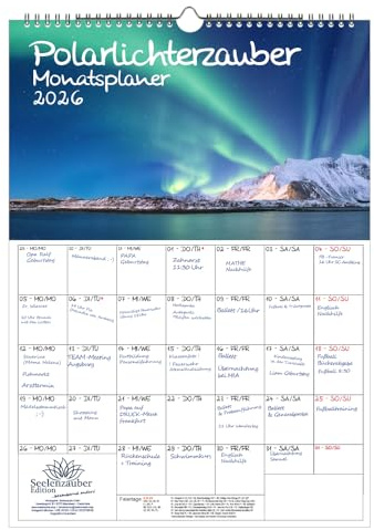 Polarlichterzauber Planer DIN A3 Kalender für 2026 Polar Nordlichter - Seelenzauber