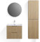 Moments of Glass Conjunto Baño Tália 60cm Roble Amarillo - Mueble Suspendido + Lavabo Resina + Espejo LED Ø600mm