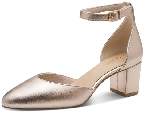 Marco Tozzi Damen Pumps weiches Feel Me Fußbett weiches Innenfutter Vegan Trendy, metallic (Platinum), 41 EU