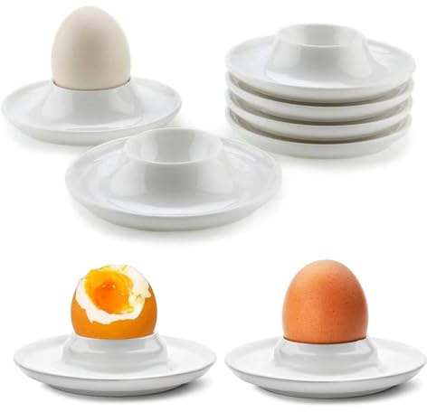 6er-Set Eierbecher aus Kunststoff – Mikrowellen- & spülmaschinenfest – Ideal für weiche und Harte Eier mit breitem Rand als praktischer Teller