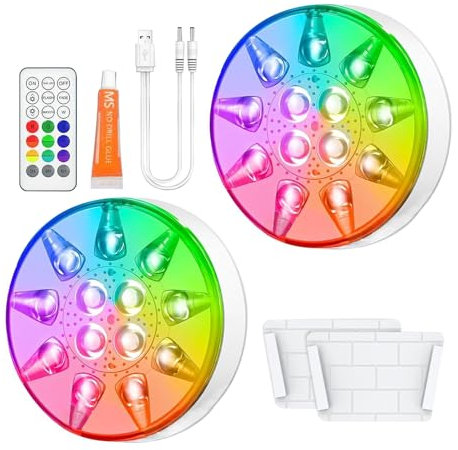 Iluminación de piscina | Proyector LED para piscina con mando a distancia, 2 piezas bombilla proyector recargable 16 colores impermeable para porche borde de piscina, terraza jardín al aire libre