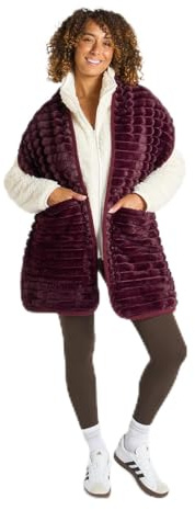OHS Long Scarf with Pockets Ribbed Fleece Super Soft Hand Neck Warmer Oversized Scarf for Women Winter Warm Shawl Wraps Ladies Scarves Gifts for Women, Burgundy