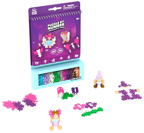 Plus Plus Building Blocks Toy - Puzzle by Number Travel Games Activity Book, Kids Construction Toys, Creative Learning Resources and STEM Play - Girls and Boys Toys Age 5 Plus - Enchanted Forest