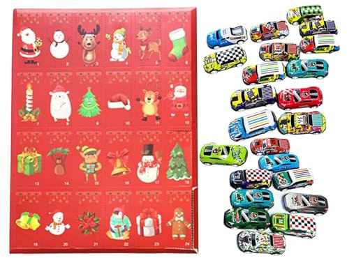Vitsrisea Adventskalender Auto Weihnachten 2025,24 Tage Spielzeug Fahrzeug Fahrzeug - Kalender Rückwärtszählung für Kinder, für Sammler Familienaktivitäten Geschenk Party