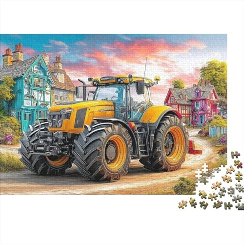 Vintage Traktor Szene 1000 Teile Dickes Karton Puzzle, Herausfordernd & Schwierig für Erwachsene & Jugendliche 12–18, Ländliche Kunst, 38x26cm