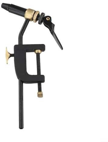 Hoppipola Fly Tying Vise with -Clamp, Fishing Vice Hooks up to 1.6mm, Metal Fly Fishing Tackle Kit, Black(1PC tool B)