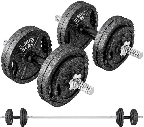 SPORTNOW Set Pesi Palestra 2 in 1 da 42kg con Manubri Regolabili Nero | Acciaio Regolabile, Impugnatura Antiscivolo, Bilanciere Palestra, 2 Manubri, Allenamento Fitness in Casa