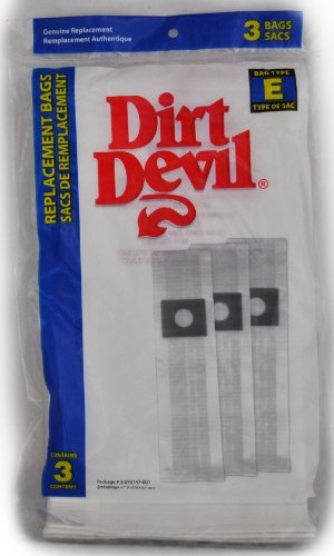 Royal Dirt Devil type E Sacs d'aspirateur, Dirt Devil Numéro d'Article 3–070147–001, compatible avec tous les modèles d'Corded Balai Vac 701, 3 sacs en Lot