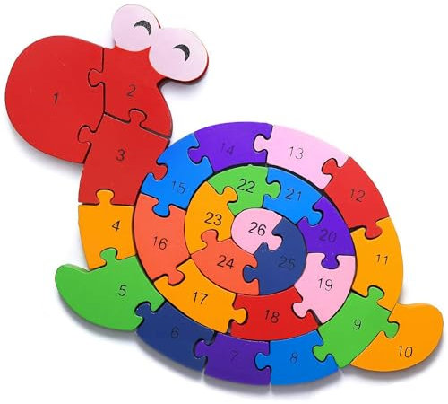 Schnecke Zahlenpuzzle Holzspielzeug | Zahlen und Buchstaben | Pädagogisches Spielzeug für klein-Kinder ab 3 Jahre mit Sicherung