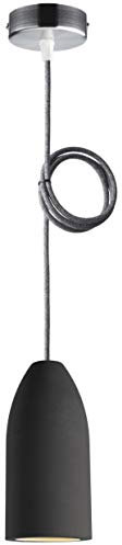 Buchenbusch urban design Betonlampe dark edition 7,5 x 16 cm, Deckenlampe einflammig, LED Pendelleuchte mit Textilkabel Baumwolle, Hängelampe Esstisch Küche Wohnzimmer, Baldachin gebürstet