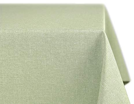BEAUTEX Nappe résistante aux Taches et sans Repassage - Nappe Effet Lotus - Linge de Table Aspect Lin - Taille et Couleur sélectionnables, Ovale 160x260 cm, Vert Clair