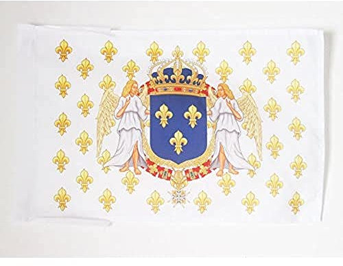AZ FLAG - Drapeau Royaume de France Anges - 45x30 cm - Pavillon Royaliste Français Fleur De Lys 100% Polyester Avec Deux Cordelettes - 20g