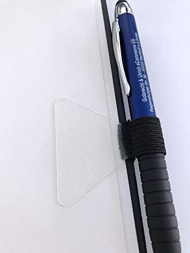 2 Stück - Selbstklebende Stiftschlaufe für Notizbücher (schwarze Schlaufe, transparentes Klebepad)