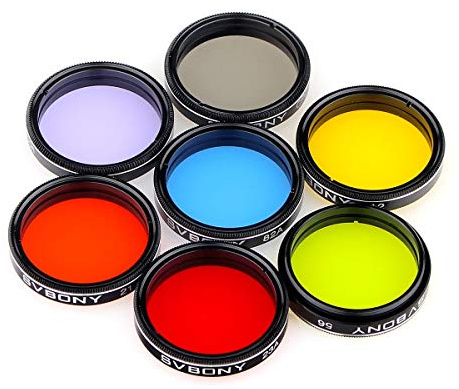 SVBONY Telescope Filter 1.25 Moon, CPL, Five Color Filters Kit for Enhance Lunar Planetary Views&Contrast Reduce Light Pollution(7PCS)
