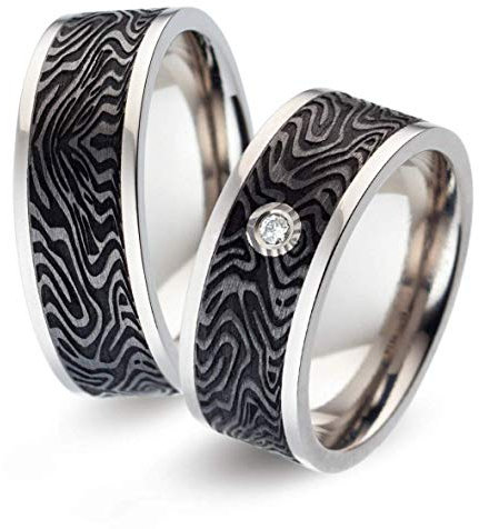 Titanfactory Titan Trauringe mit Carbon 1 Brill. ges. 0.03 ct. w/si 52463